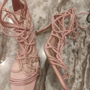 Vince Camuto Blush Lace-Up Heels
